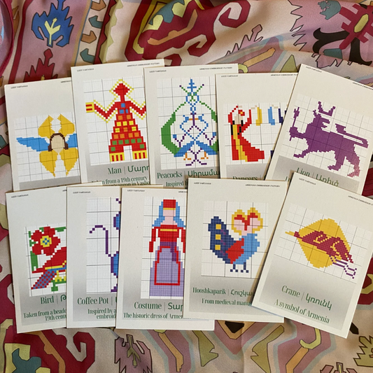 Set of 10 Bilingual Armenian Embroidery Pattern Cards
